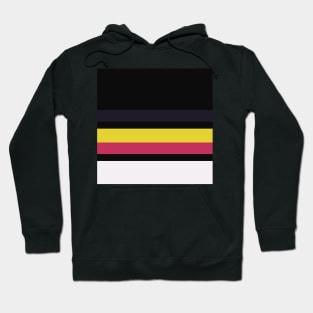 A sensational federation of Very Light Pink, Dark, Almost Black, Dark Pink and Piss Yellow stripes. Hoodie